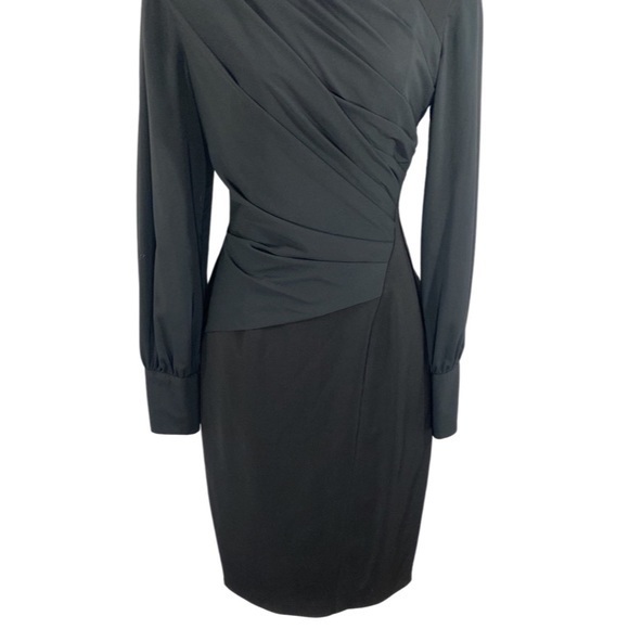 NWOT Reiss black asymmetric neckline blouson sleeve dress BB22 - Picture 5 of 14